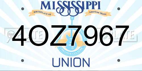 4OZ7967 Mississippi License Plate