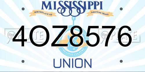 4OZ8576 Mississippi License Plate