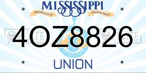 4OZ8826 Mississippi License Plate