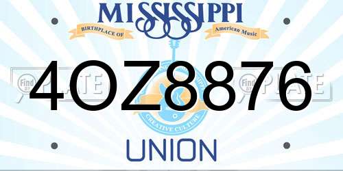 4OZ8876 Mississippi License Plate