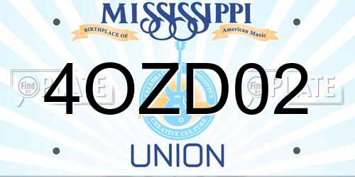 4OZD02 Mississippi License Plate