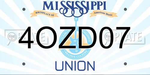 4OZD07 Mississippi License Plate