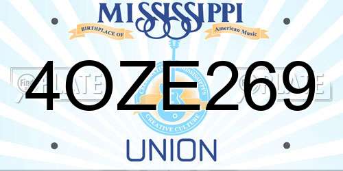 4OZE269 Mississippi License Plate
