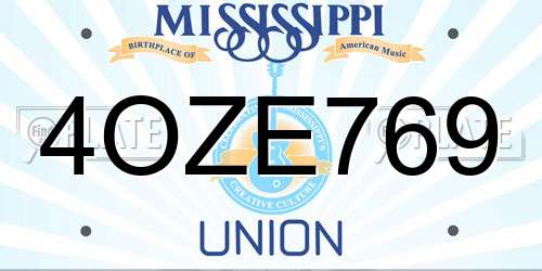 4OZE769 Mississippi License Plate