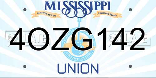 4OZG142 Mississippi License Plate