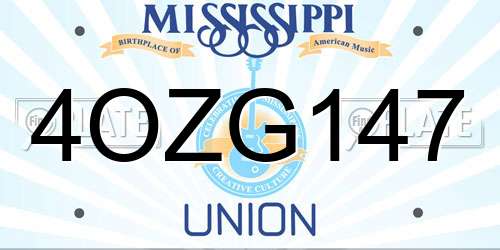 4OZG147 Mississippi License Plate