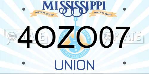 4OZO07 Mississippi License Plate