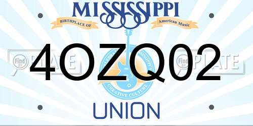 4OZQ02 Mississippi License Plate