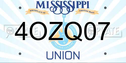 4OZQ07 Mississippi License Plate