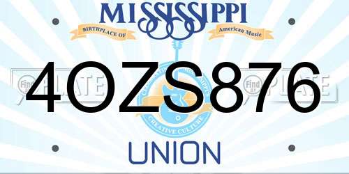4OZS876 Mississippi License Plate