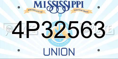 4P32563 Mississippi License Plate