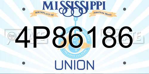 4P86186 Mississippi License Plate