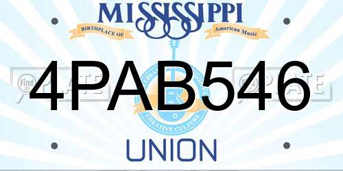 4PAB546 Mississippi License Plate