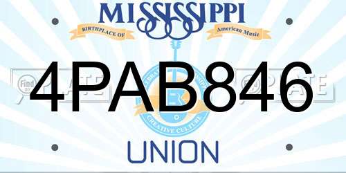 4PAB846 Mississippi License Plate