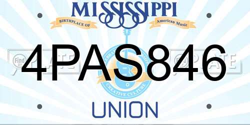 4PAS846 Mississippi License Plate