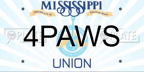 4PAWS Mississippi License Plate