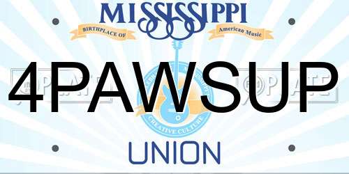4PAWSUP Mississippi License Plate