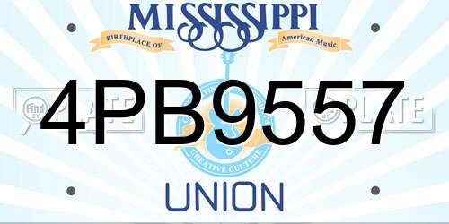 4PB9557 Mississippi License Plate