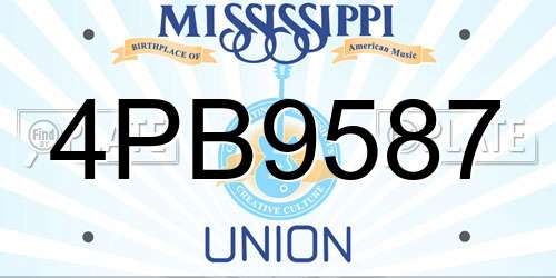4PB9587 Mississippi License Plate