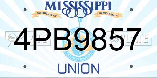 4PB9857 Mississippi License Plate
