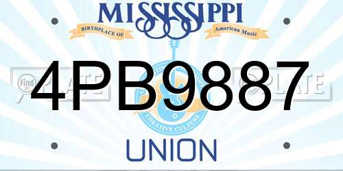 4PB9887 Mississippi License Plate