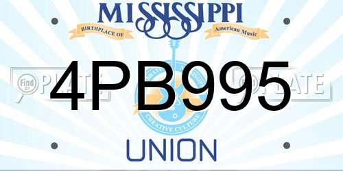 4PB995 Mississippi License Plate
