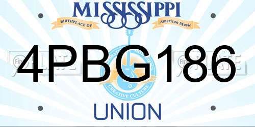 4PBG186 Mississippi License Plate