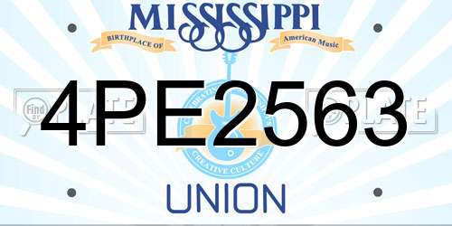 4PE2563 Mississippi License Plate