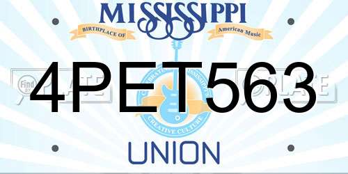 4PET563 Mississippi License Plate