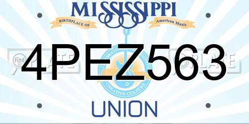 4PEZ563 Mississippi License Plate