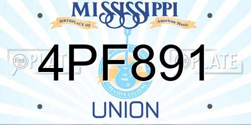 4PF891 Mississippi License Plate