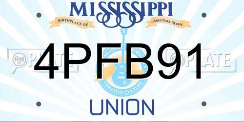 4PFB91 Mississippi License Plate