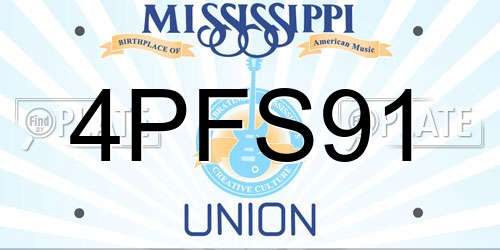 4PFS91 Mississippi License Plate