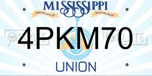 4PKM70 Mississippi License Plate