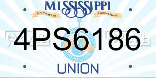 4PS6186 Mississippi License Plate
