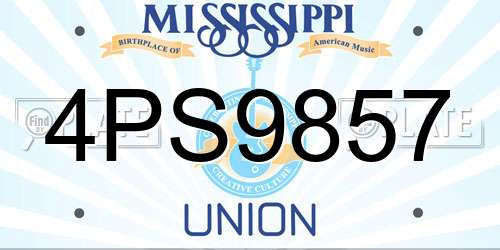 4PS9857 Mississippi License Plate