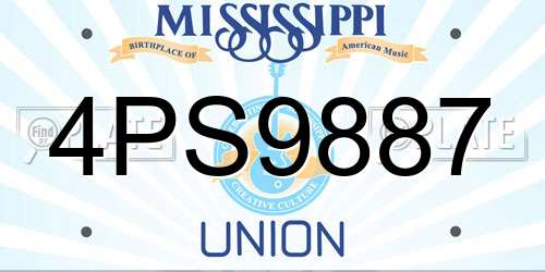 4PS9887 Mississippi License Plate
