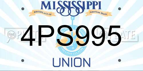 4PS995 Mississippi License Plate