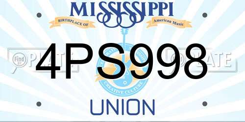 4PS998 Mississippi License Plate
