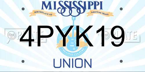 4PYK19 Mississippi License Plate