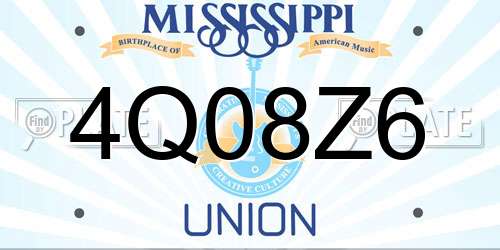 4Q08Z6 Mississippi License Plate