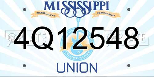 4Q12548 Mississippi License Plate