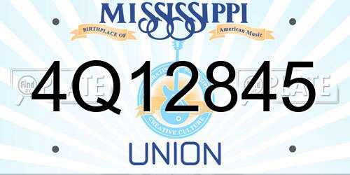4Q12845 Mississippi License Plate