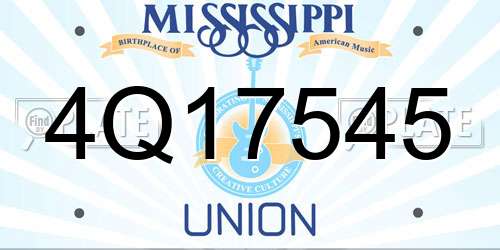4Q17545 Mississippi License Plate