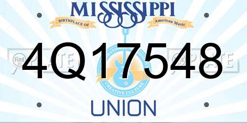 4Q17548 Mississippi License Plate