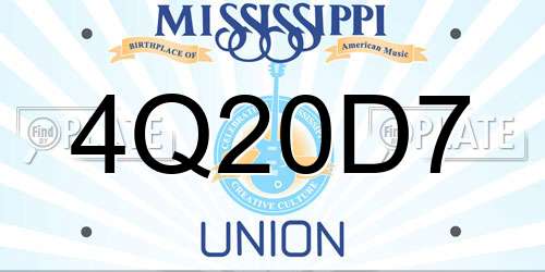 4Q20D7 Mississippi License Plate