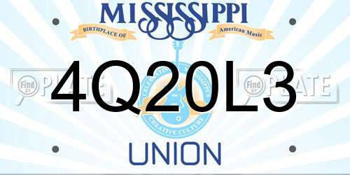 4Q20L3 Mississippi License Plate