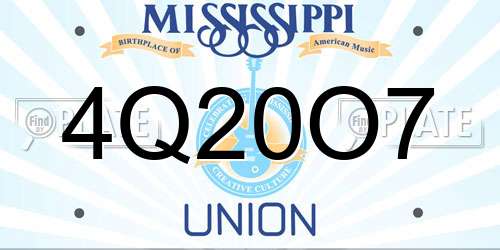 4Q20O7 Mississippi License Plate