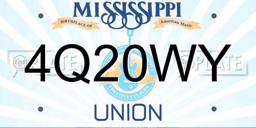 4Q20WY Mississippi License Plate