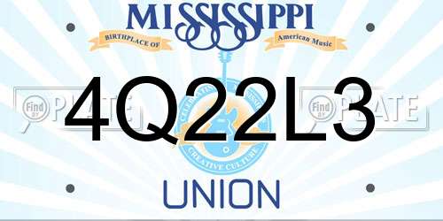 4Q22L3 Mississippi License Plate